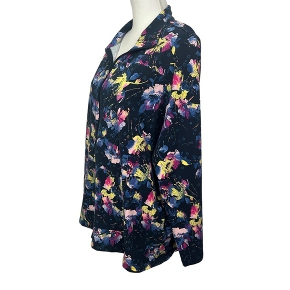 CJ Banks Women’s Full Zip Jacket/Blazer Sz 1X (14/16) Multi Color Floral Print - Picture 3 of 12